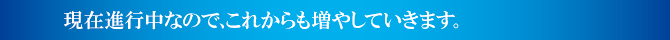 現在進行中なので、これからも増やしていきます。 現在進行中なので、これからも増やしていきます。