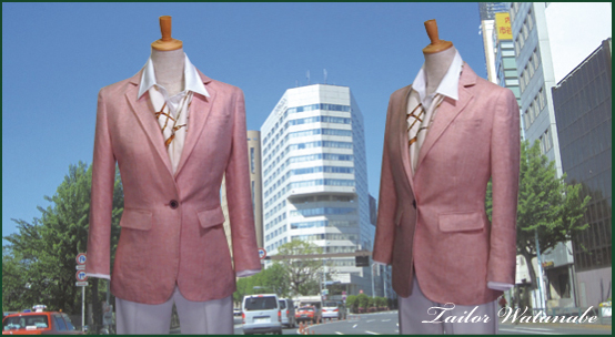 レディースオーダー リネンスーツ リネンジャケット テーラー渡辺